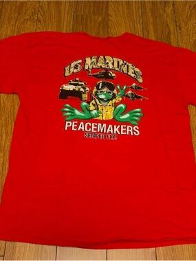Peace Frogs Adult US Marines Short Sleeve T-Shirt Size Large